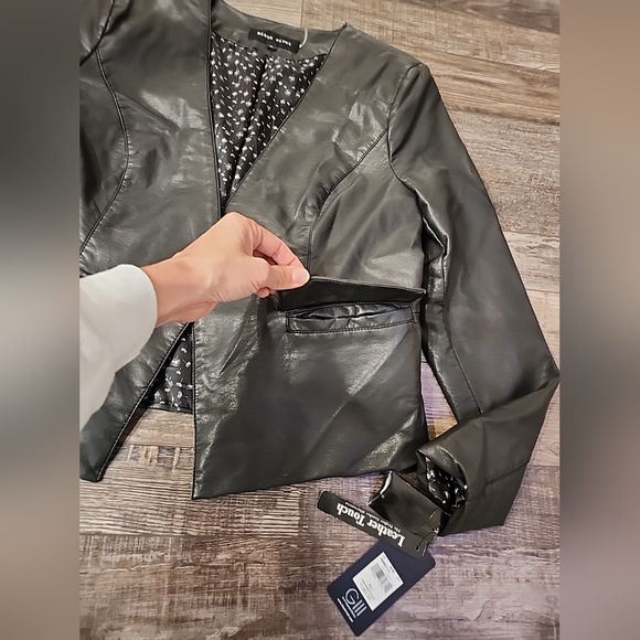 Black Rivet Leather Alternative Jacket - Picture 5 of 8